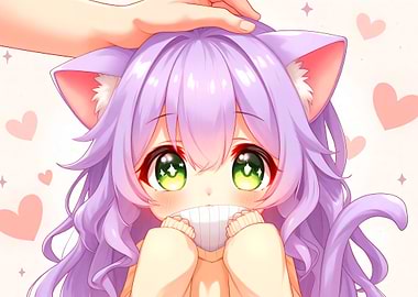 Cute Anime Girl with Cat Ears