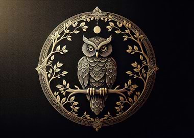Golden Owl Mandala