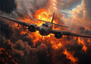 Burning B-17 Bomber