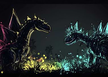 Glowing Dinosaur Duo