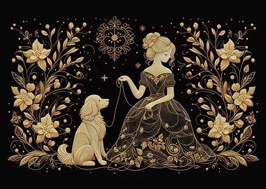 Golden Lady and Dog
