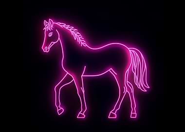 Neon Horse Silhouette