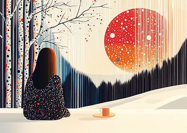Lady in Winter Sunset