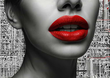Red Lips Abstract Art