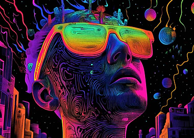 Neon Cityscape Portrait