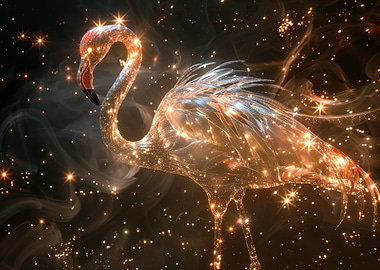 Sparkling Flamingo in Space