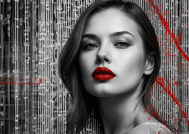 Woman with Red Lips