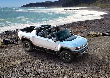 White Pickup Truck on Beach