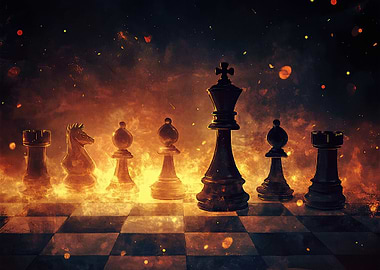Chess Pieces in Flames