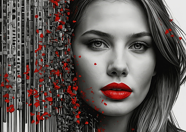 Woman with Red Lips