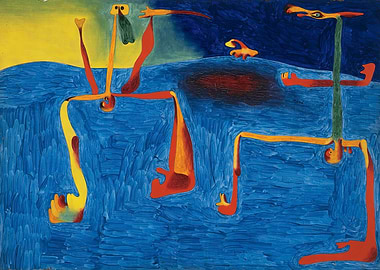 Two-Philosophers by joan miro Abstract Figurative Painting