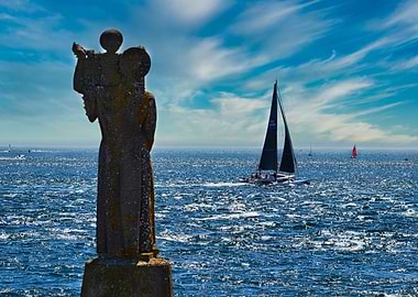 Stone Statue by the Sea
