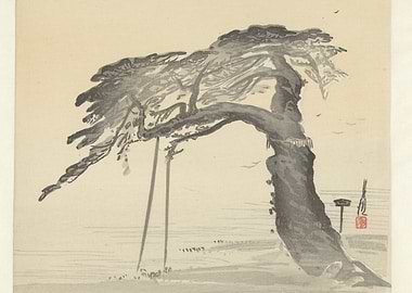 Japanese Ink Painting of a Tree