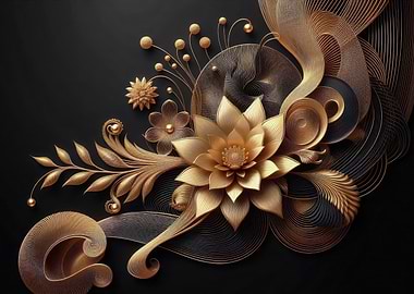 Golden Floral Art