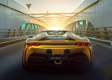 Yellow Ferrari SF90 Spider