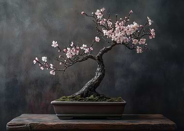 Pink Blossom Bonsai Tree Still Life