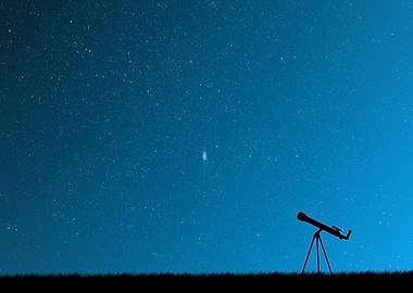 Telescope Under Starry Sky