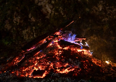 Campfire with Blue Flames