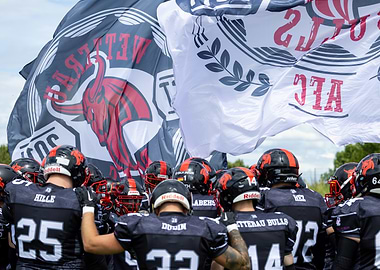 American Football Team Huddle Wetterau Bulls