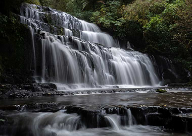 Waterfall in Lush Forest