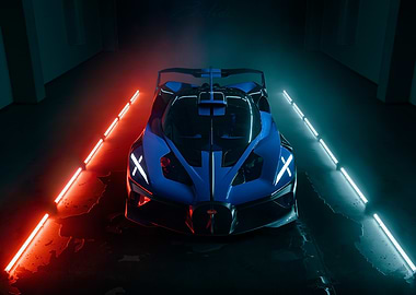 Blue Bugatti Supercar