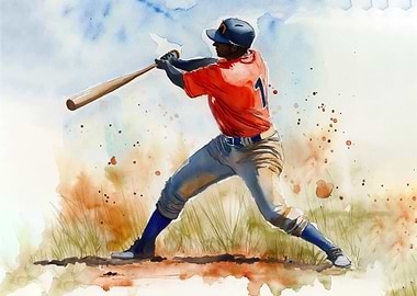 Baseball Swing Watercolor