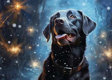 Black Labrador in Winter