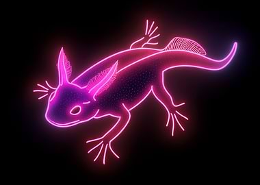 Neon Axolotl Illustration