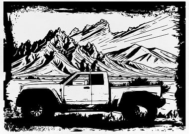 Truck in Mountain Landscape
