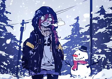 Anime Girl and Snowman