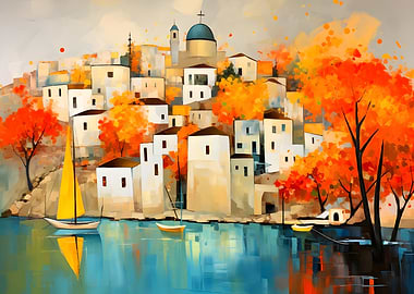 Autumn Village by the Sea
