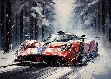 Pagani Huayra Snowy Forest