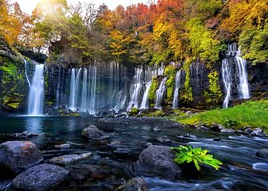 Autumn Waterfall Landscape
