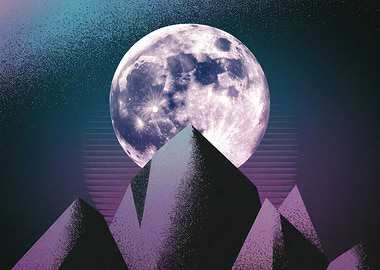 Full Moon Over Mountains