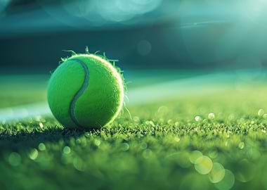 Tennis Ball on Green Court