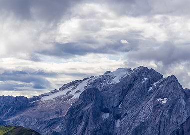 Snowy Mountain Peak - Marmolada mountain - View from Col Rodella