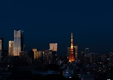 Tokyo Tower Twilight Skyline
