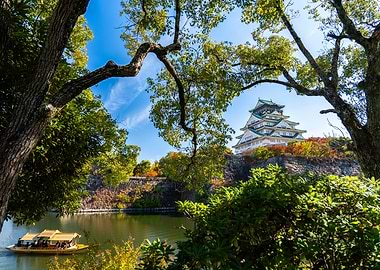 Osaka Castle with Boat