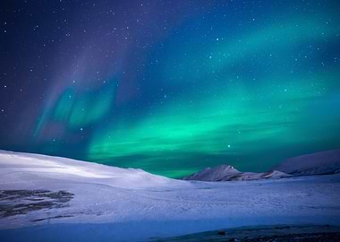 Aurora Borealis over Snowy Landscape