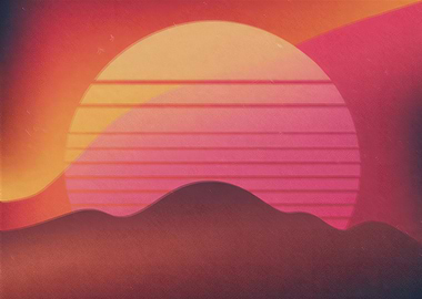 Retro Sunset Landscape