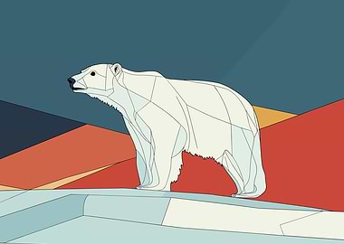 Polar Bear on Ice Geometric Art