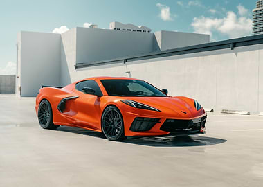 Orange Corvette Sports Car