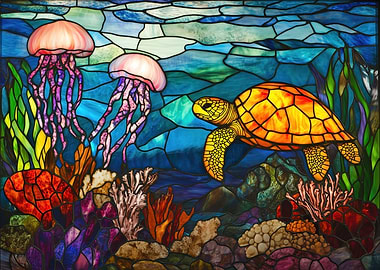 Stained Glass Sea Turtle