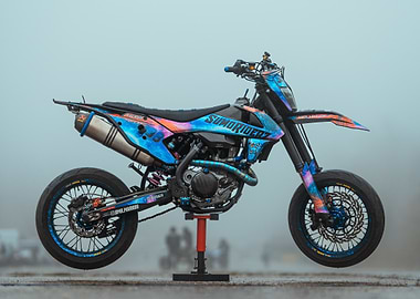 Custom Motorcycle with Galaxy Design