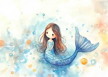 Cute Mermaid Watercolor