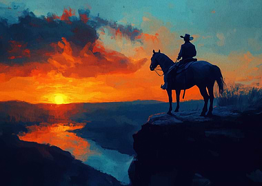 Cowboy at Sunset