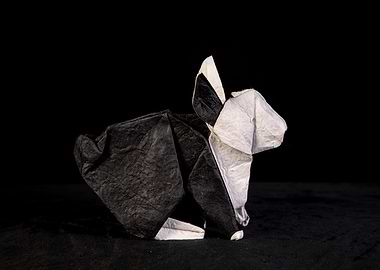 Origami black and white Rabbit