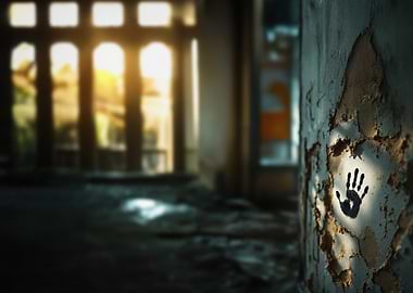 Hand print in abandoned mansion