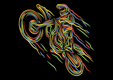 Motorcycle Motocross Biker Colorful