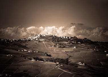 La Morra Hilltop Village with Vineyards